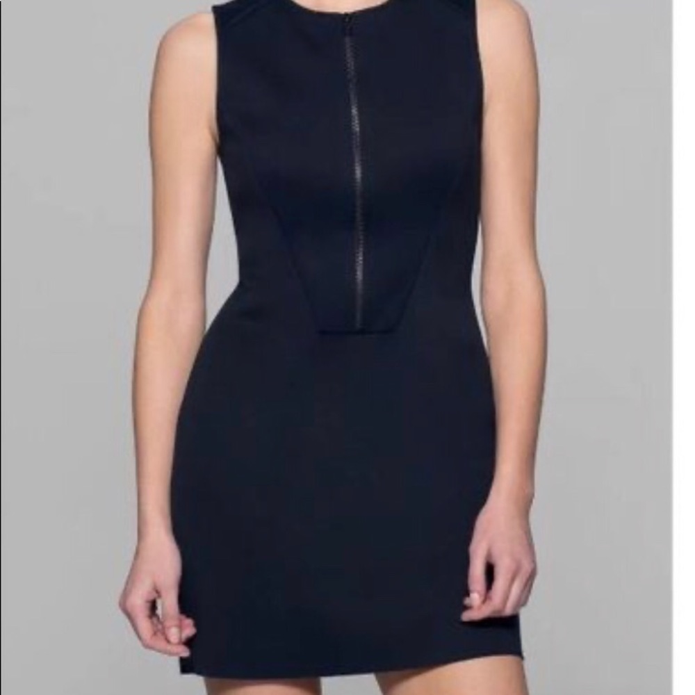 Theory neoprene deep v zipper dress